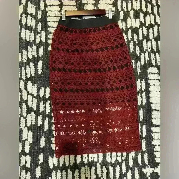 New Strut and Bolt Los Angeles Brown/Burgundy Lace Sleeveless Top and Skirt - Picture 2 of 11